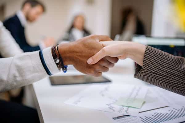 two people making a deal